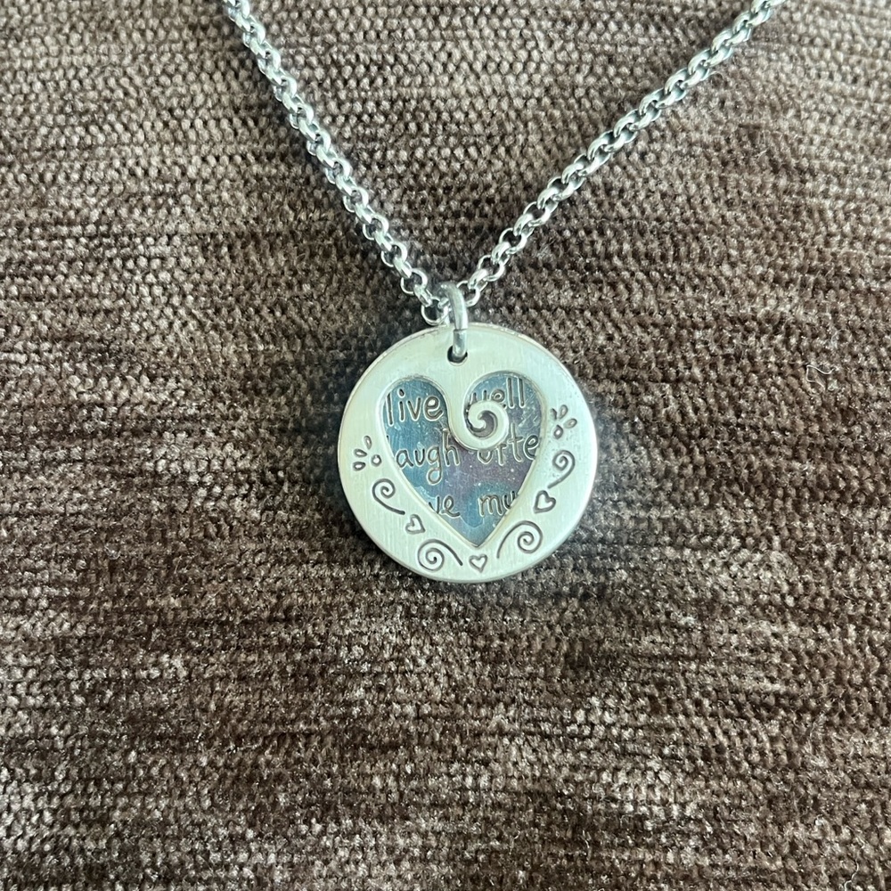 Brighton Silver Tone HEART Pendant Chain Necklace LIVE LOVE LAUGH - Picture 3 of 8